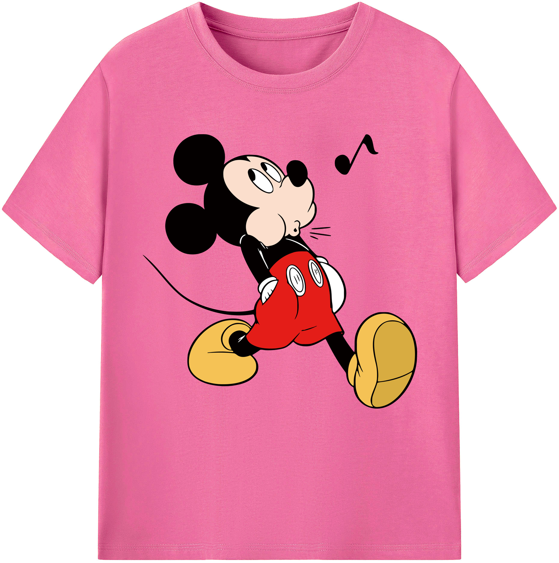 （画像用） ミッキーマウス Mickey Mouse レディースカジュアルプリントTシャツ（綿100％）